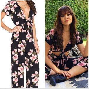 Privacy Please Kyan Jumpsuit in Belleville Floral Front Tie- Size XS
